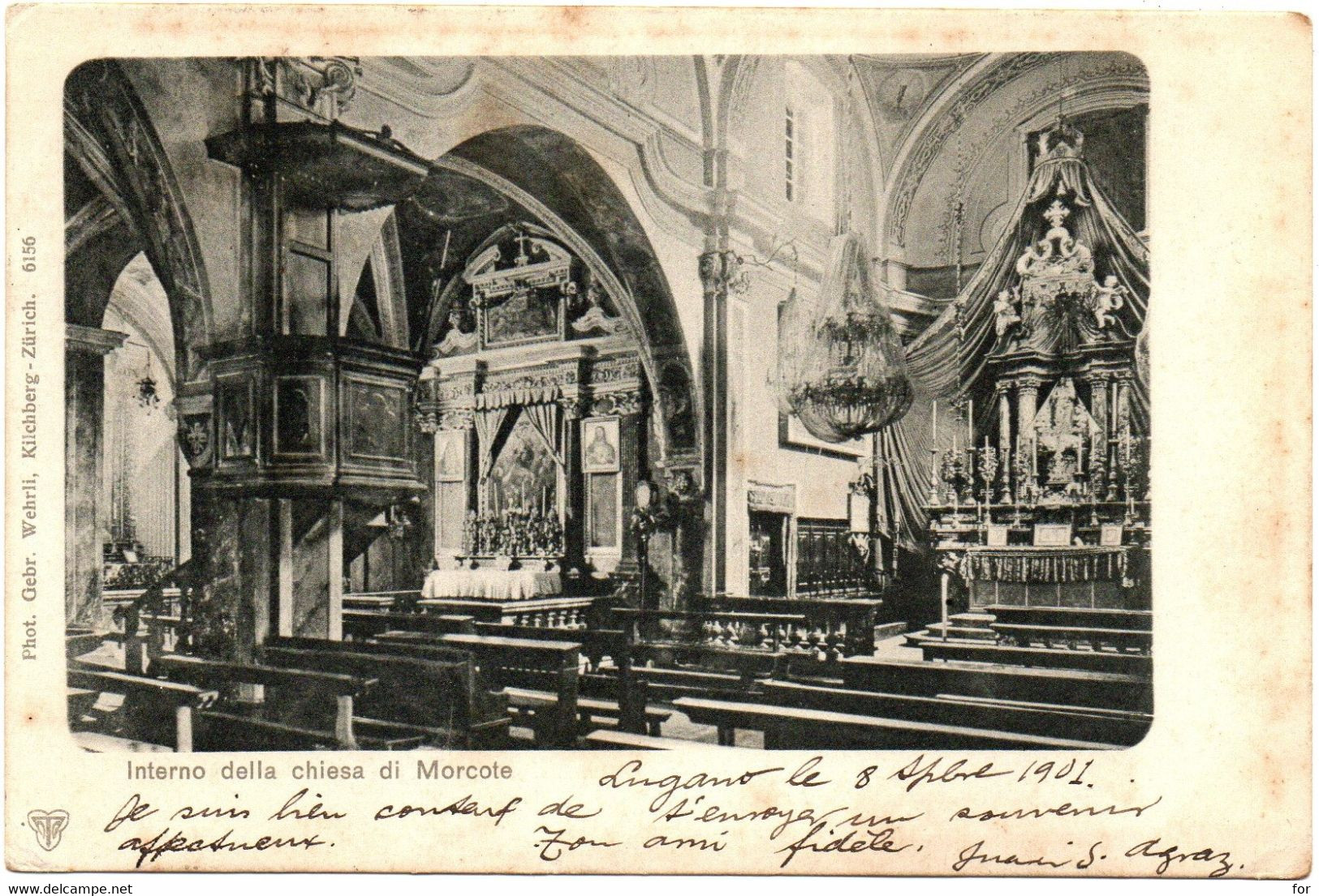 Suisse : TI Tessin : MORCOTE : Interno Della Chiesa Di Morcote : Intérieur De La Chapelle : 1901 - Morcote