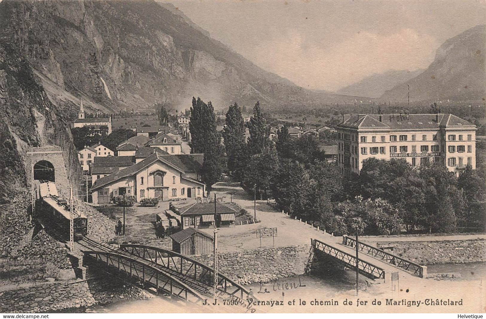 Chemin De Fer Valais Chamonix Vernayaz Martigny Chatelard Train Grand Hôtel Des Gorges Du Trient - Martigny