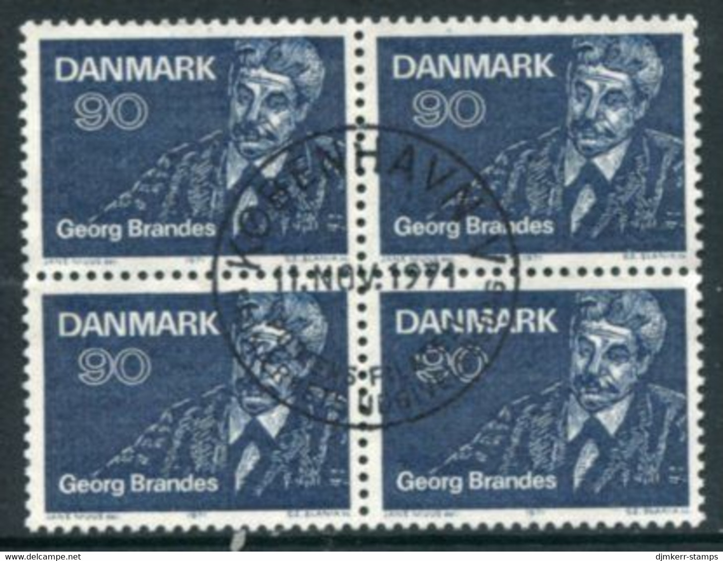 DENMARK 1971 Centenary Of Georg Brandes Reading Block Of 4 Used   Michel 518 - Usati