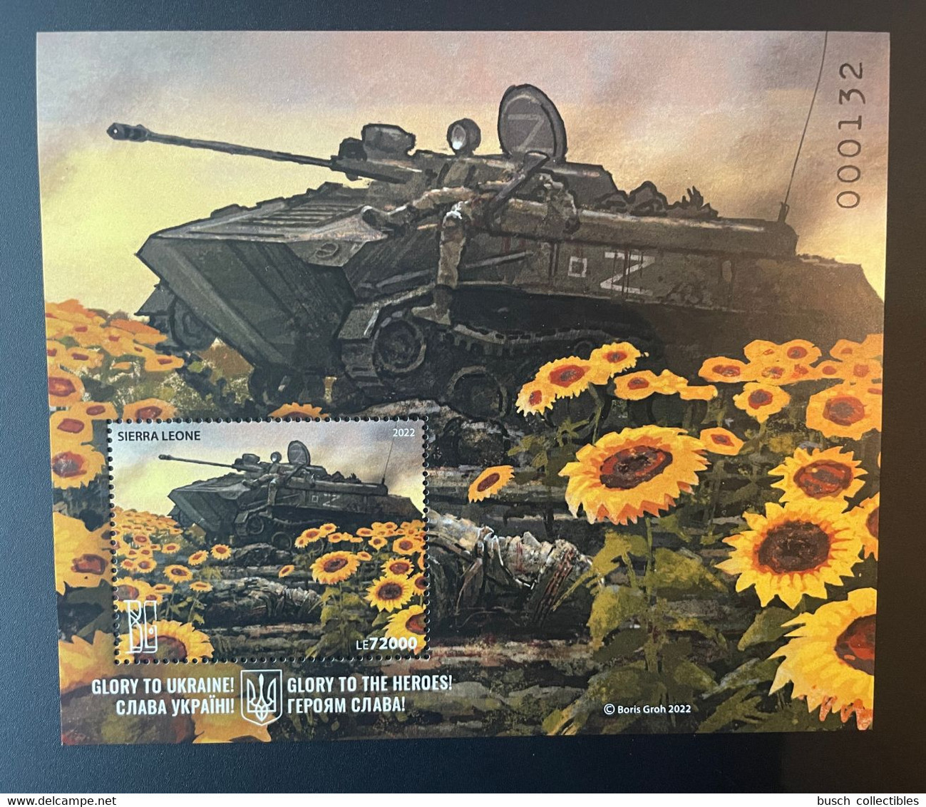 Sierra Leone 2022 Mi. ? Ukraine War Russian Invasion Sunflowers Tank Char Boris Groh S/S - Ukraine