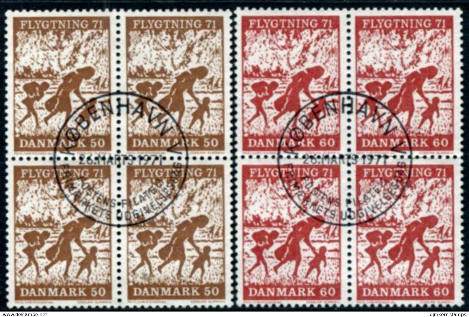 DENMARK 1971 Refugee Aid Blocks Of 4 Used   Michel 508-09 - Usati
