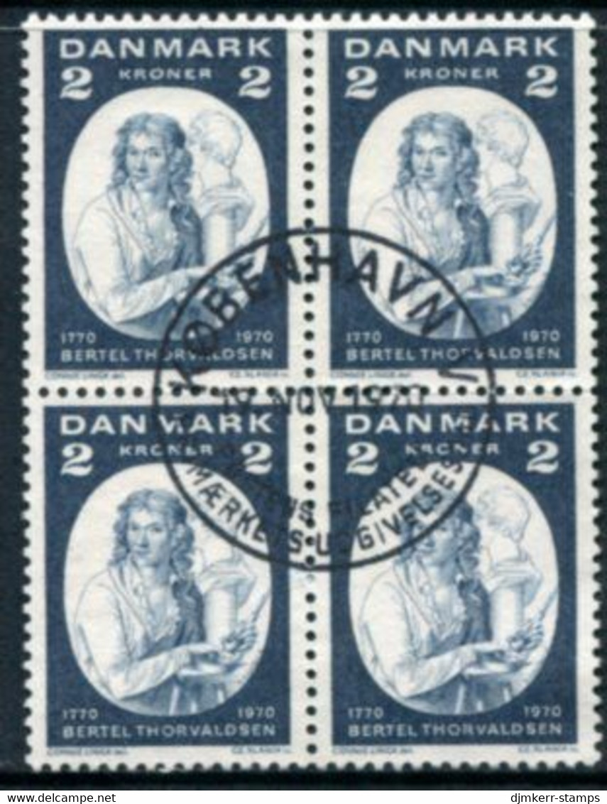 DENMARK 1970 Thorvald Bicentenary Block Of 4 Used   Michel 506 - Used Stamps