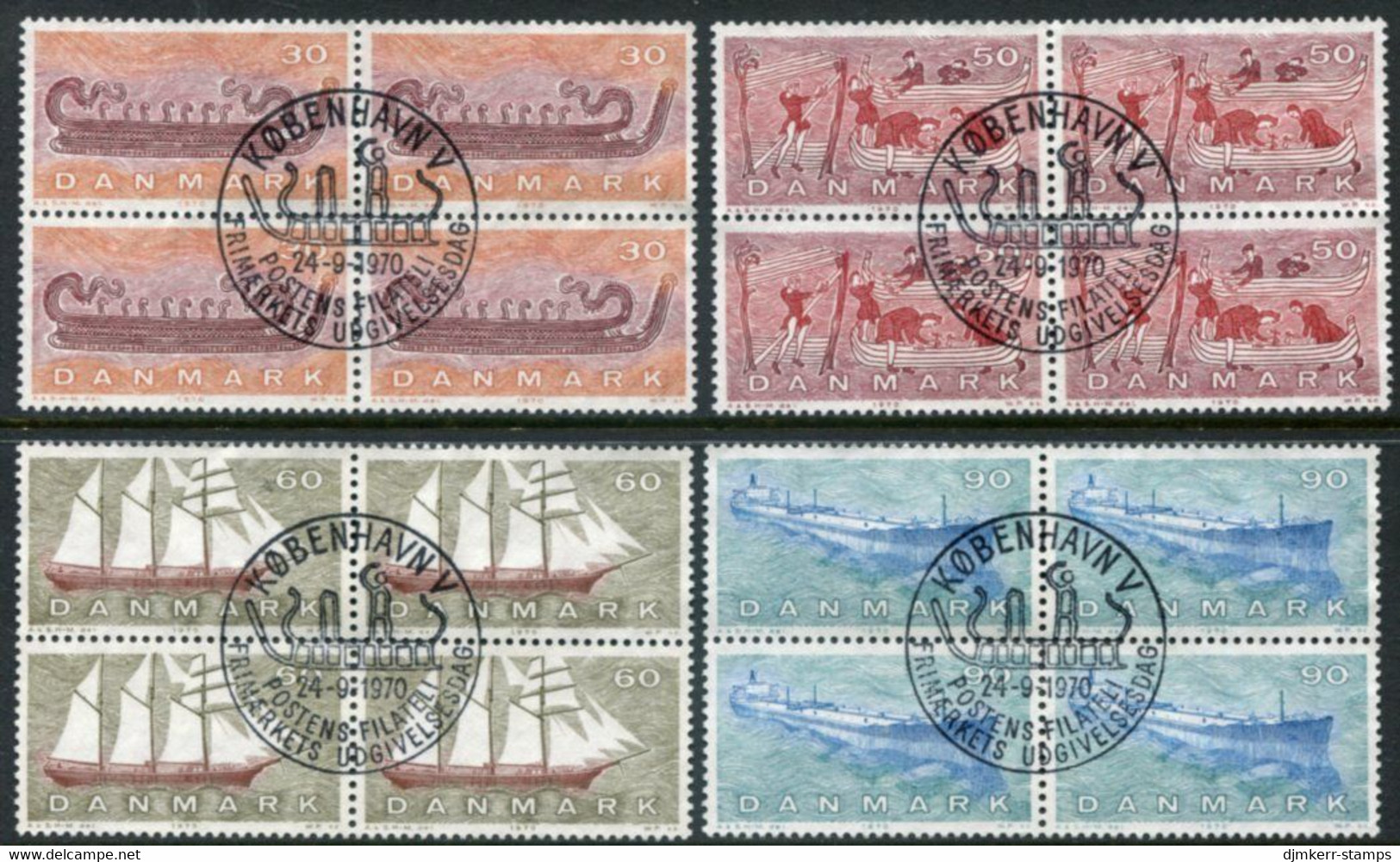 DENMARK 1970 Ships Blocks Of 4 Used   Michel 501-04 - Used Stamps