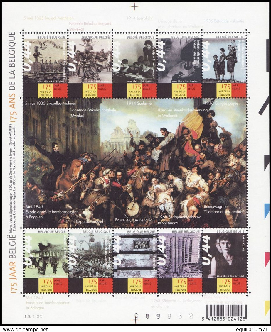 BL119**(3357/3366) - 175 Ans / Jaar - Belgique / België - Événements Historiques / Historische Gebeurtenissen - 1958 – Bruxelles (Belgio)
