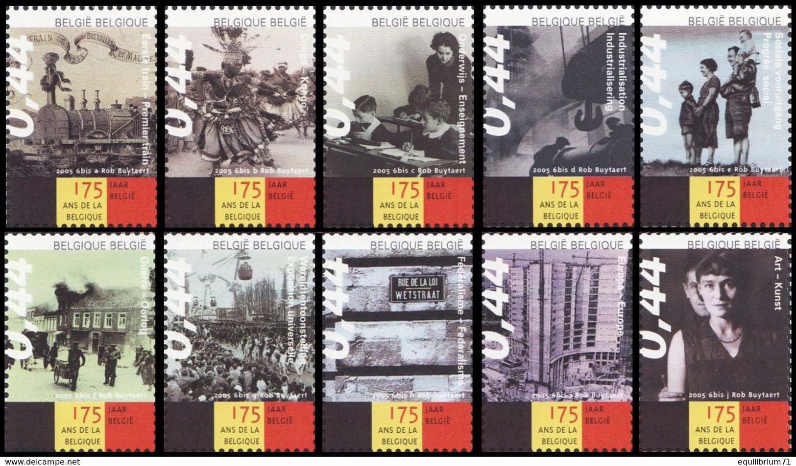 3357/3366**(BL119) - 175 Ans / Jaar - Belgique / België - Événements Historiques / Historische Gebeurtenissen - 1958 – Bruxelles (Belgique)