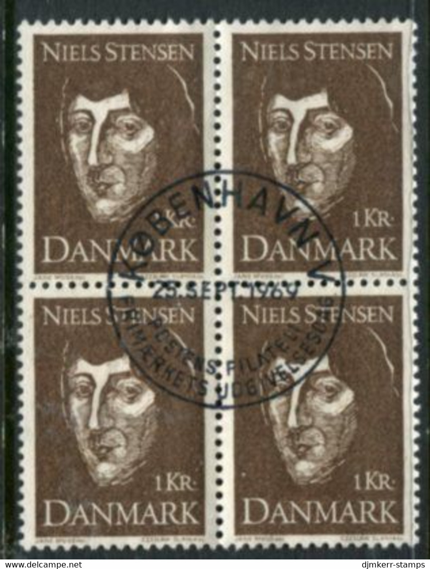 DENMARK 1969 Stensen Publication Tercentenary Block Of 4 Used   Michel 485 - Used Stamps