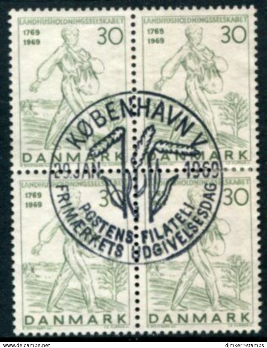 DENMARK 1969 Royal Agricultural Society Block Of 4 Used   Michel 474 - Oblitérés