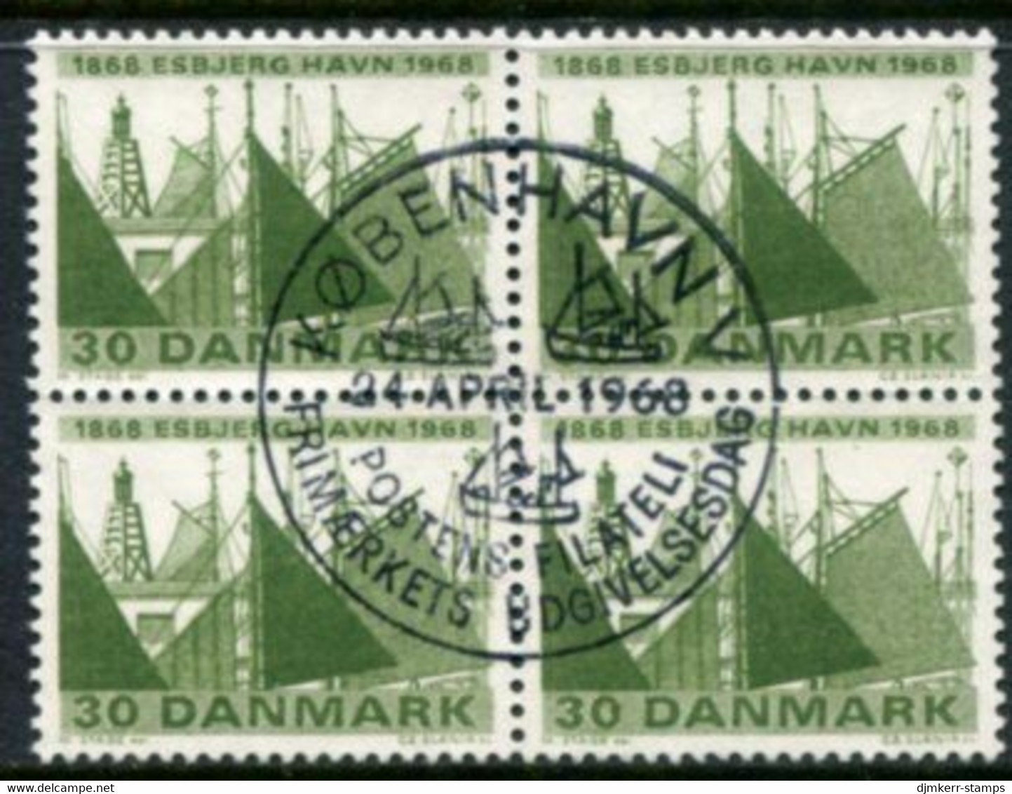 DENMARK 1968 Esbjerg Harbour Centenary Block Of 4 Used   Michel 467 - Used Stamps