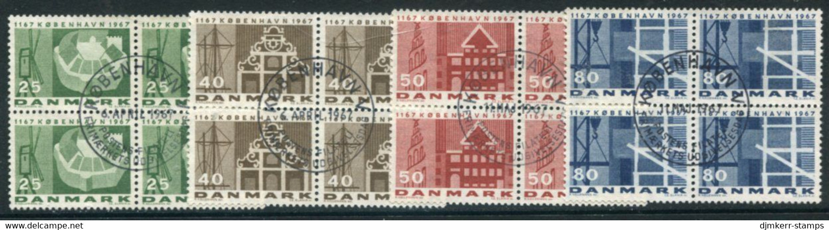 DENMARK 1967 Copenhagen 800th Anniversary Blocks Of 4 Used   Michel 451-54x - Gebraucht