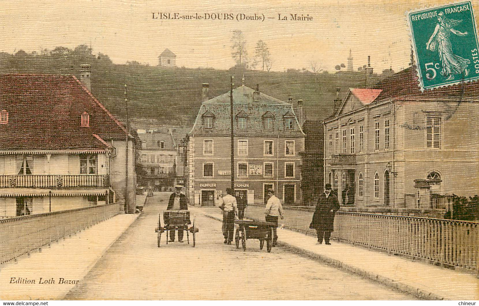 L'ISLE SUR LE DOUBS LA MAIRIE CARTE COLORISEE ET TOILEE - Isle Sur Le Doubs