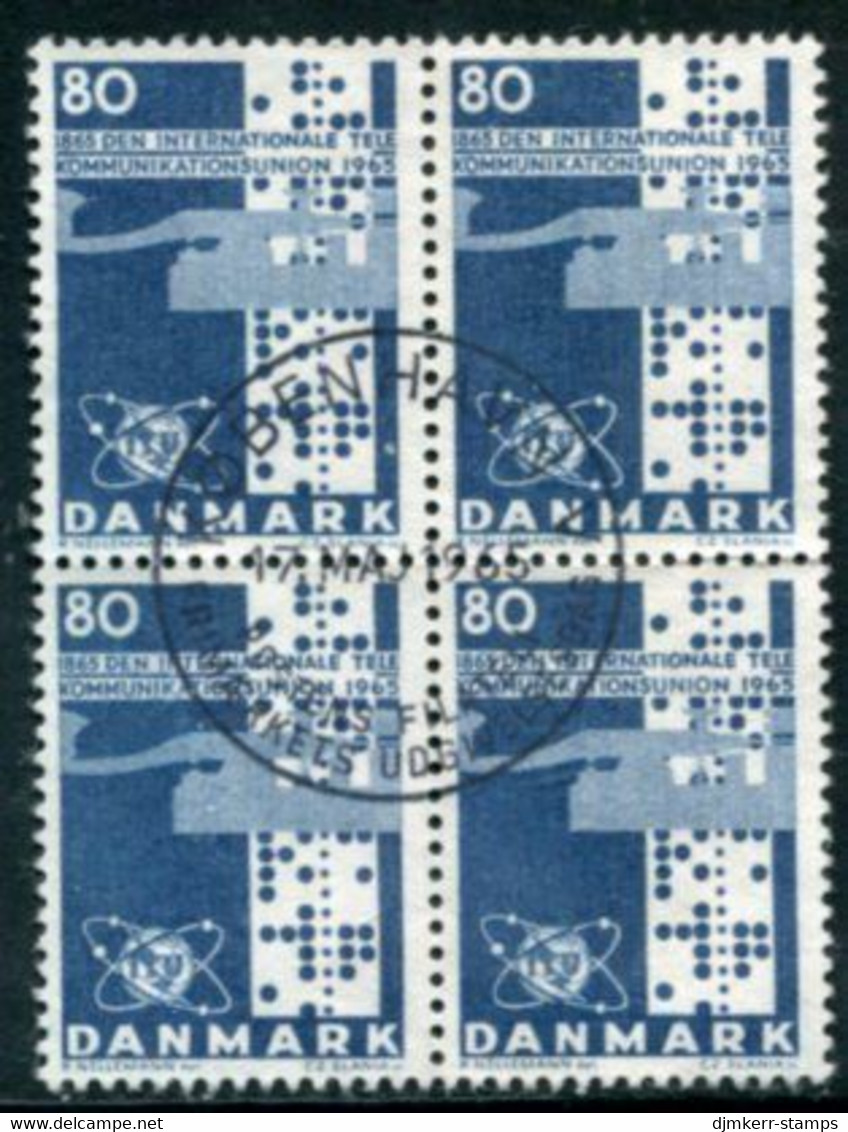 DENMARK 1965 ITU Centenary Block Of 4 Used   Michel 431x - Used Stamps