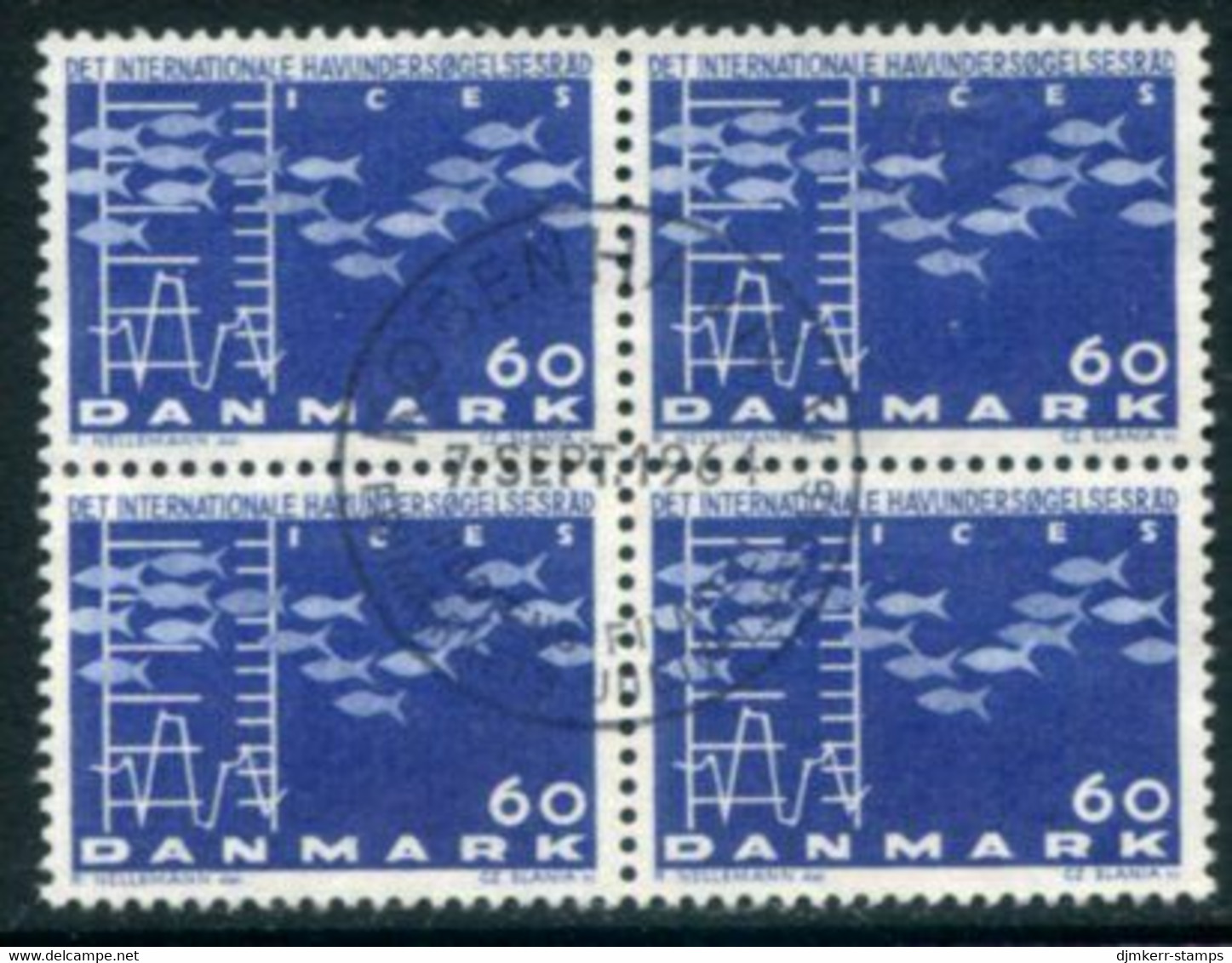 DENMARK 1964 Marine Research Conference Block Of 4 Used   Michel 423x - Usati