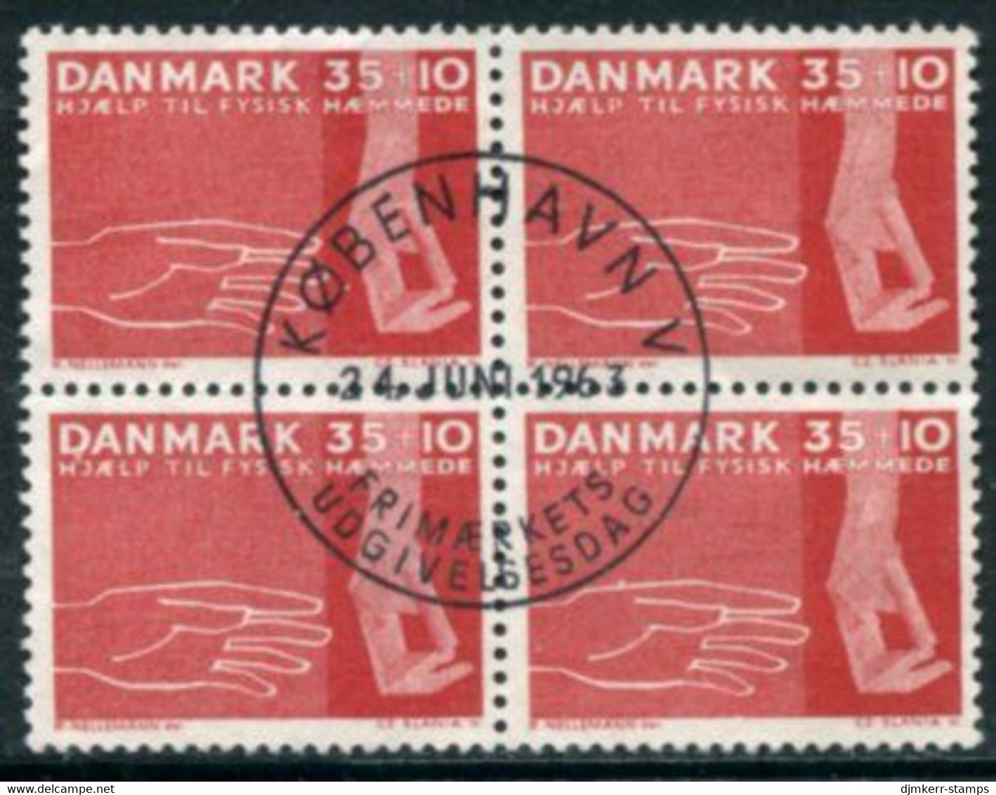 DENMARK 1963 Aid For Physically Disabled Block Of 4 Used   Michel 415x - Oblitérés