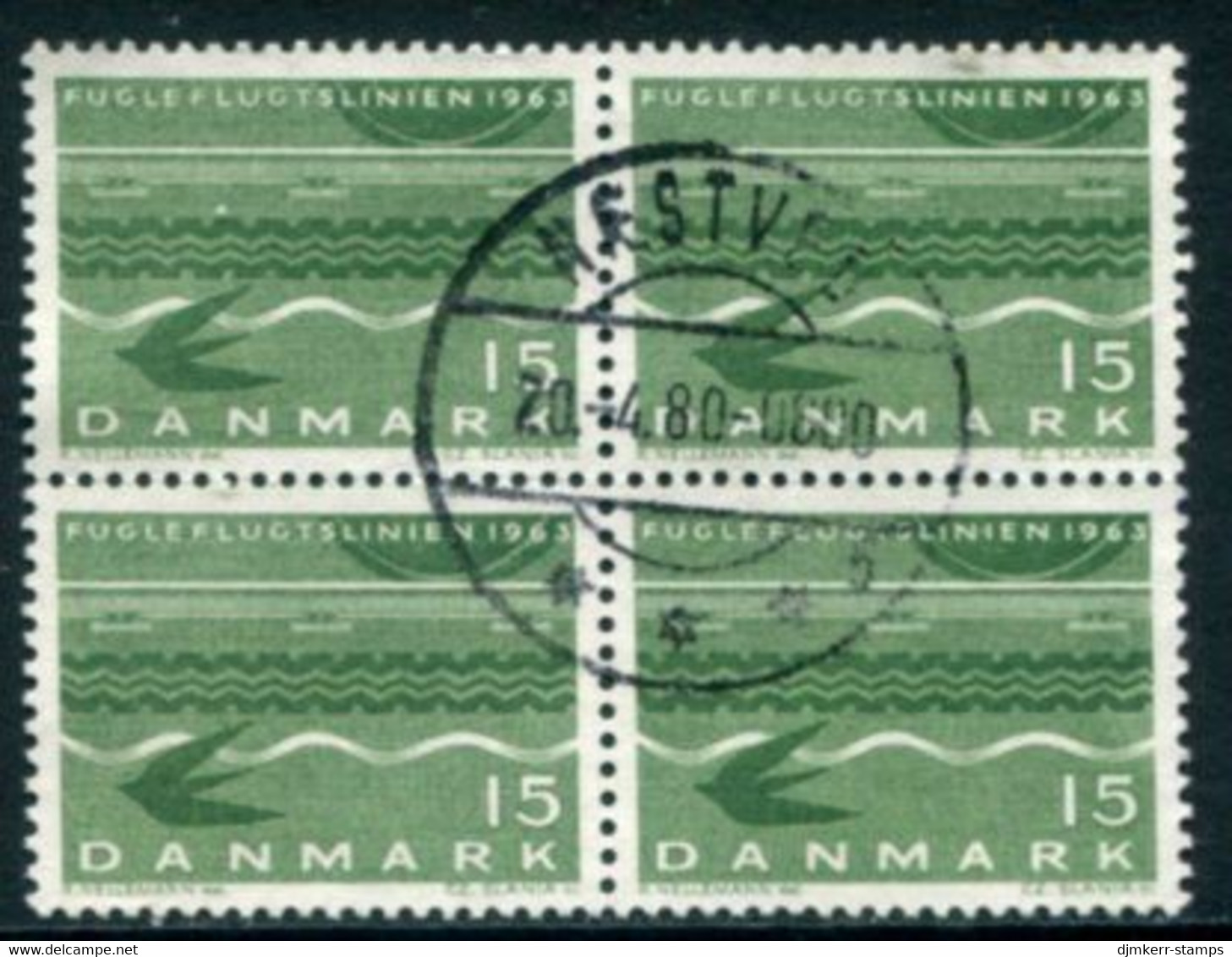 DENMARK 1963 Denmark-Germany Rail Link Block Of 4 Used   Michel 413x - Gebraucht