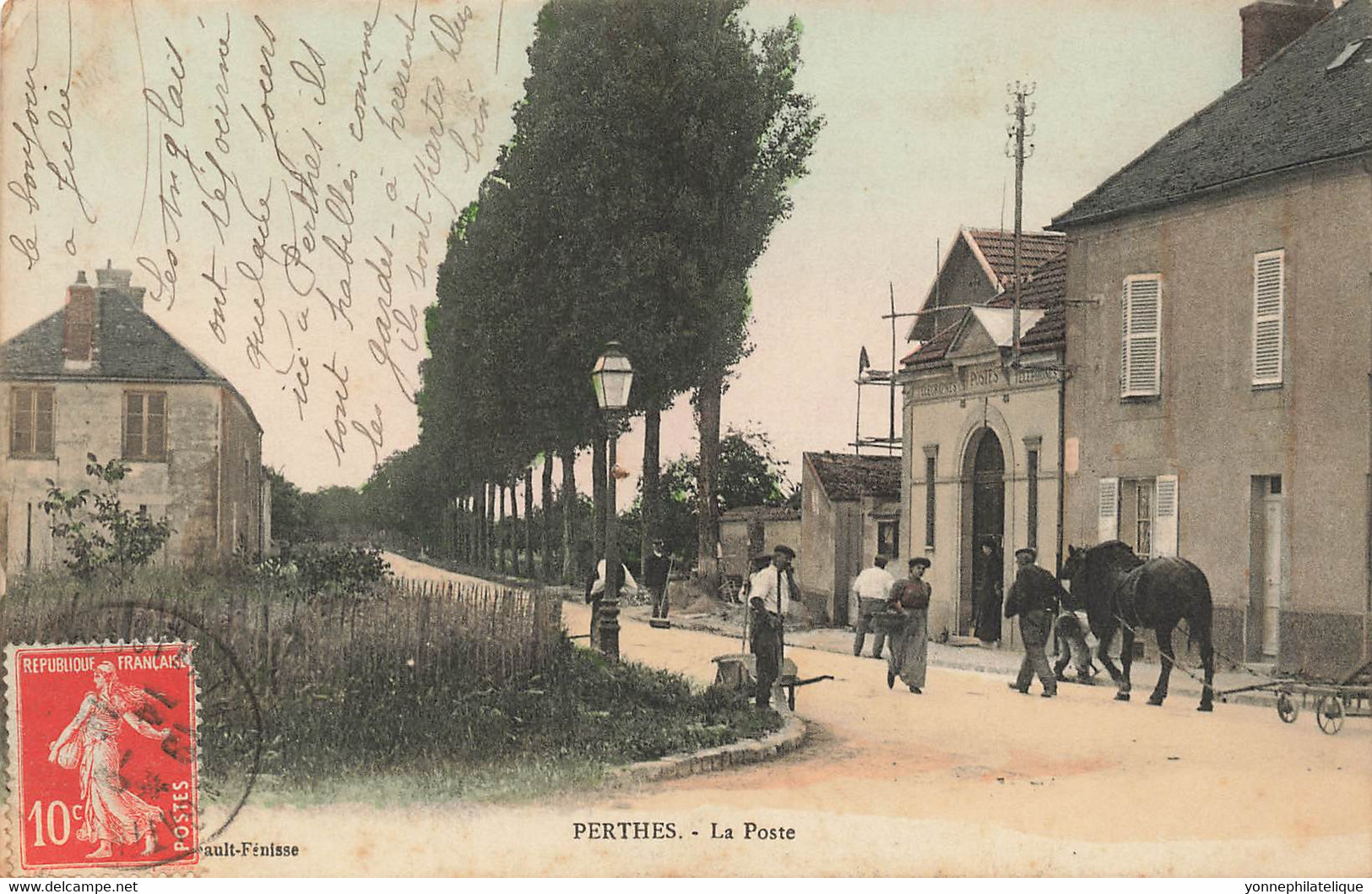 77 - SEINE ET MARNE - PERTHES - La Poste - Journaliers, Cantonniers - Superbe Version Colorisée- 10504 - Perthes