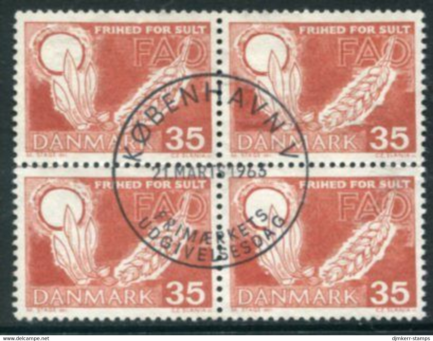 DENMARK 1963 Freedom From Hunger Block Of 4 Used   Michel 409y - Oblitérés