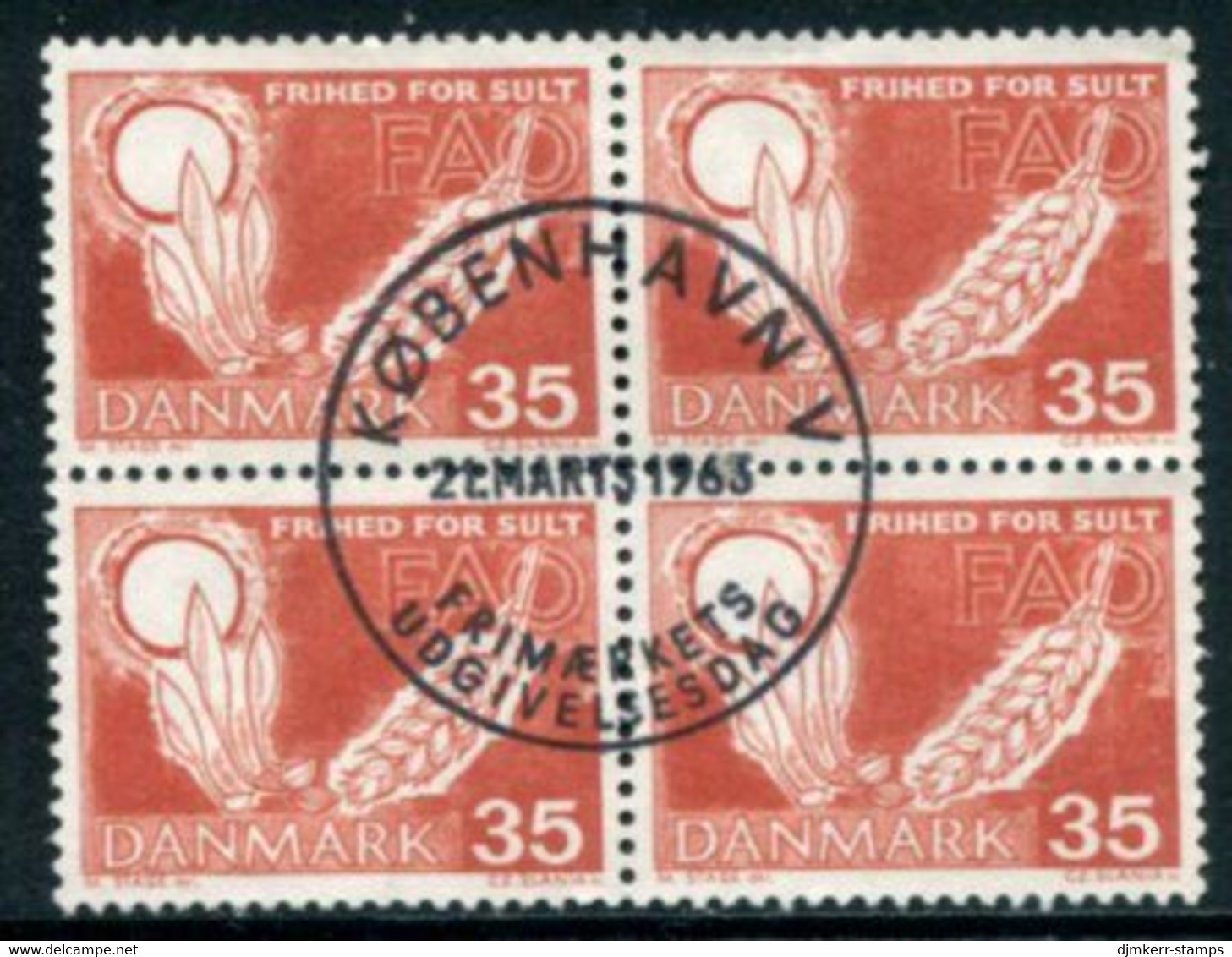 DENMARK 1963 Freedom From Hunger Block Of 4 Used   Michel 409x - Gebruikt