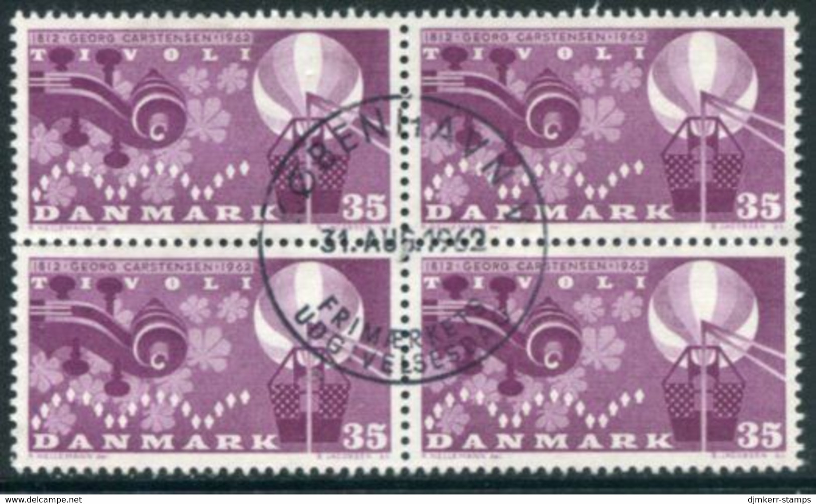 DENMARK 1962 Carstensen Birth Anniversary Block Of 4 Used   Michel 407x - Oblitérés