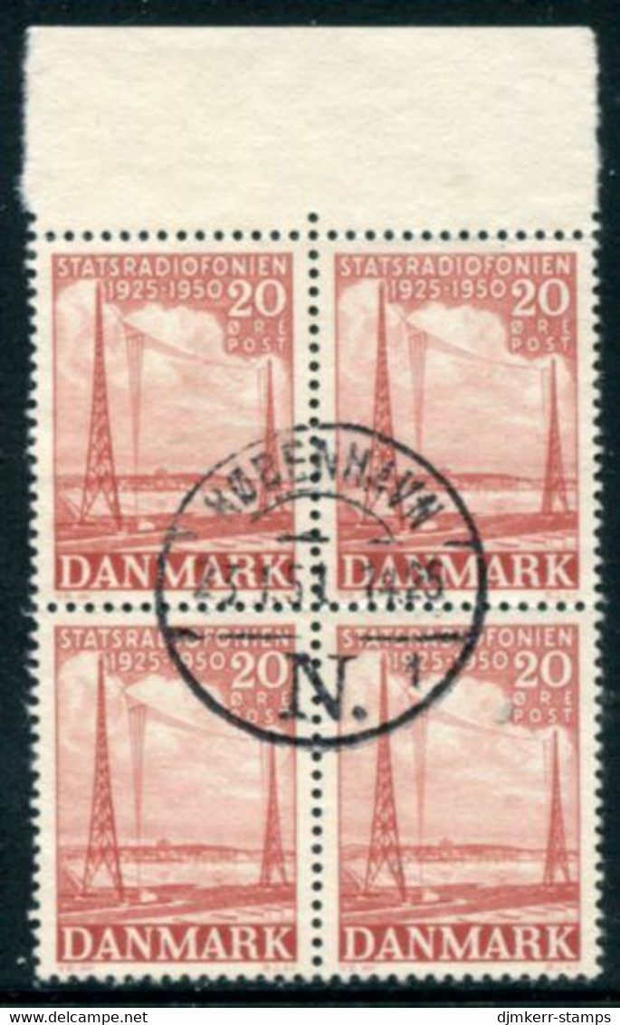 DENMARK 1950 State Radio Anniversary Block Of 4 Used   Michel 321 - Used Stamps