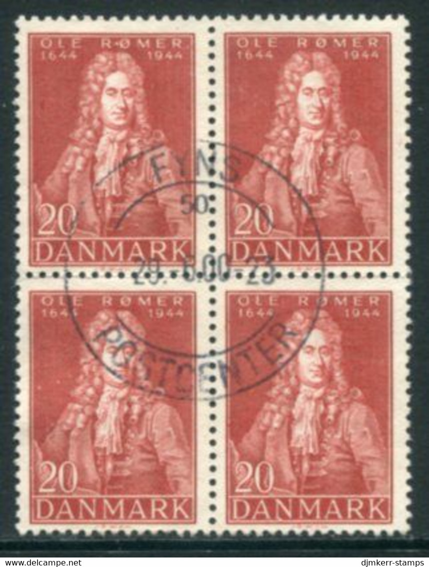 DENMARK 1944 Rømer Tercentenary Block Of 4 Used   Michel 285 - Used Stamps
