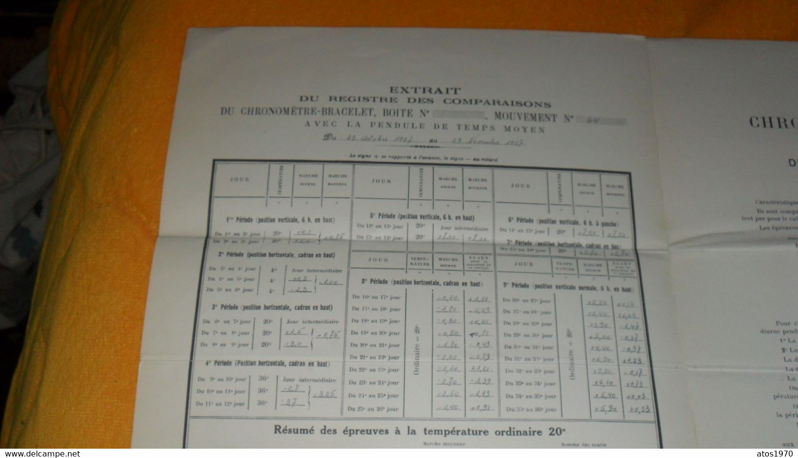 DIPLOME ANCIEN DE 1957../ MINISTERE DE L'EDUCATION NATIONALE OBSERVATOIRE NATIONAL DE BESANCON..PHILIPPE & CIE..ANOTATIO - Diploma's En Schoolrapporten