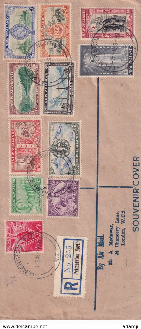 NEW ZEALAND  1946 REGD. SOUVENIR COVER TO UK. - Briefe U. Dokumente