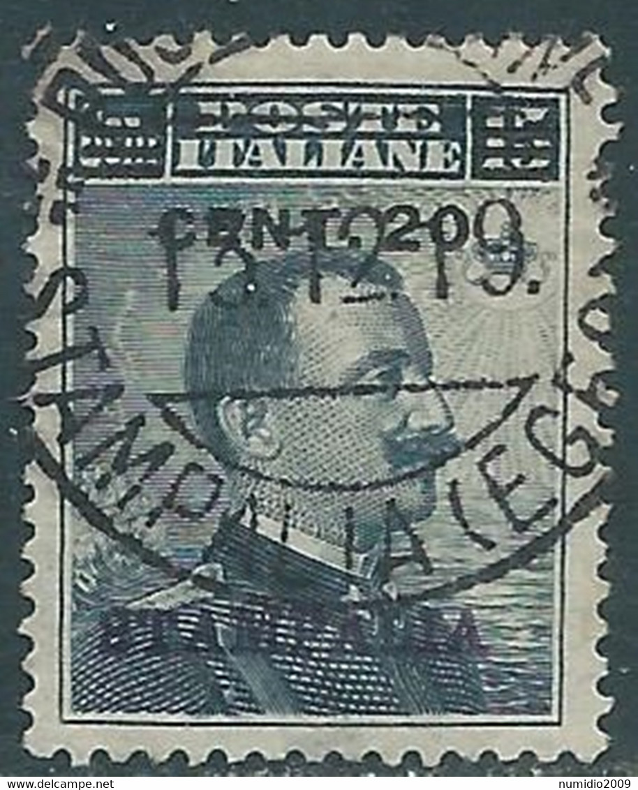 1916 EGEO STAMPALIA USATO EFFIGIE SOPRASTAMPATO 20 SU 15 CENT - RF34-3 - Aegean (Stampalia)