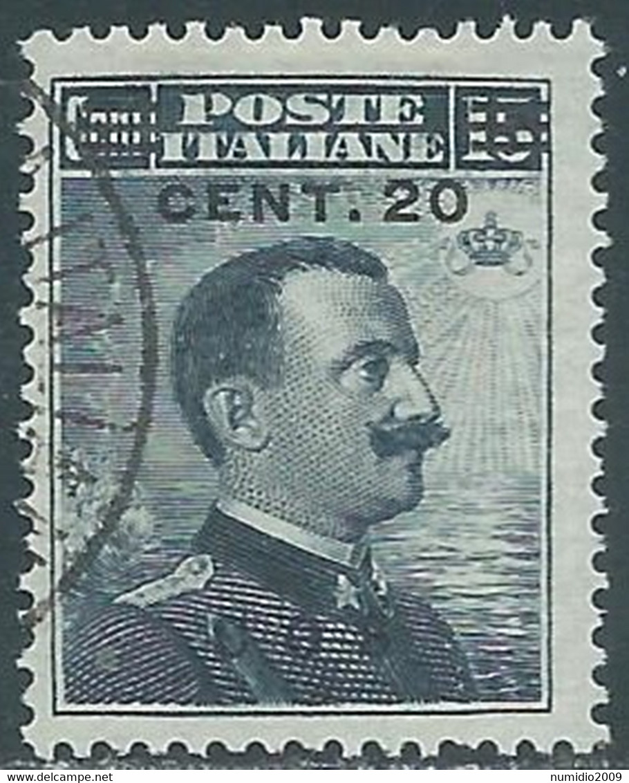 1916 EGEO COO USATO EFFIGIE SOPRASTAMPATO 20 SU 15 CENT - RF34-3 - Aegean (Coo)