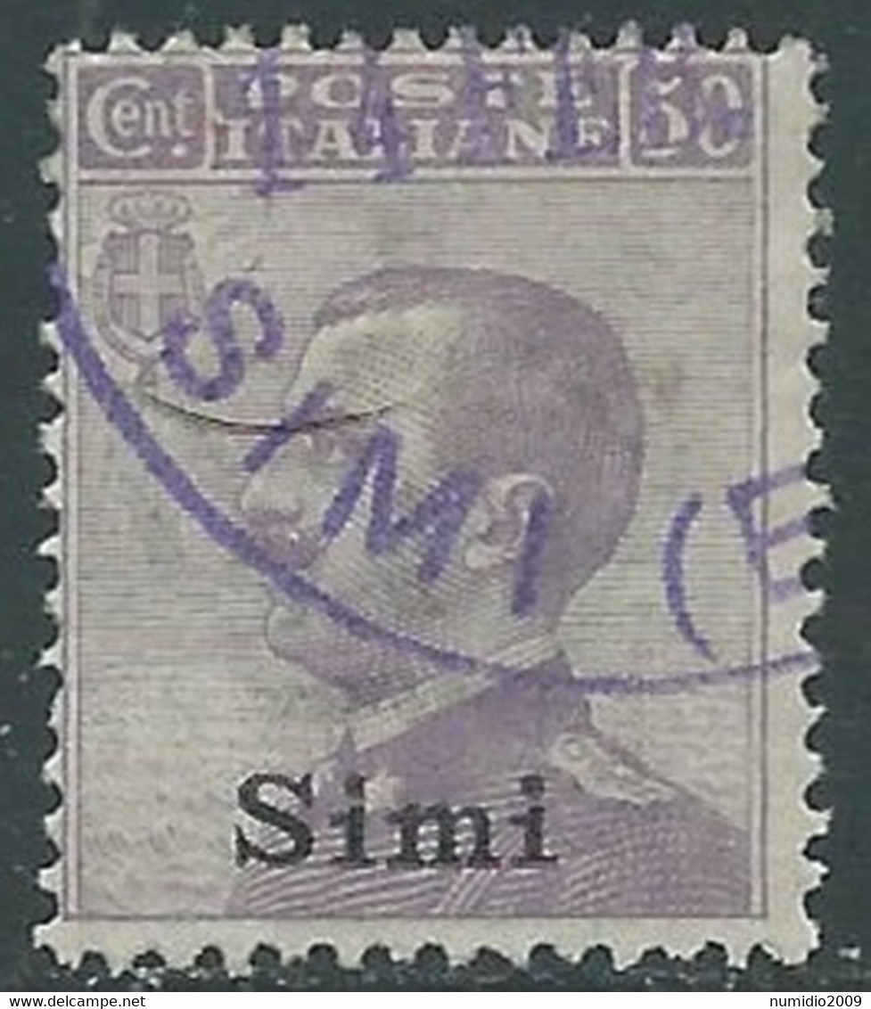 1912 EGEO SIMI USATO EFFIGIE 50 CENT - RF44-4 - Ägäis (Simi)