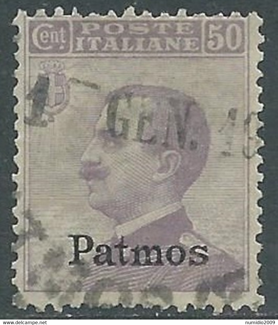 1912 EGEO PATMO USATO EFFIGIE 50 CENT - RF28-9 - Egeo (Patmo)