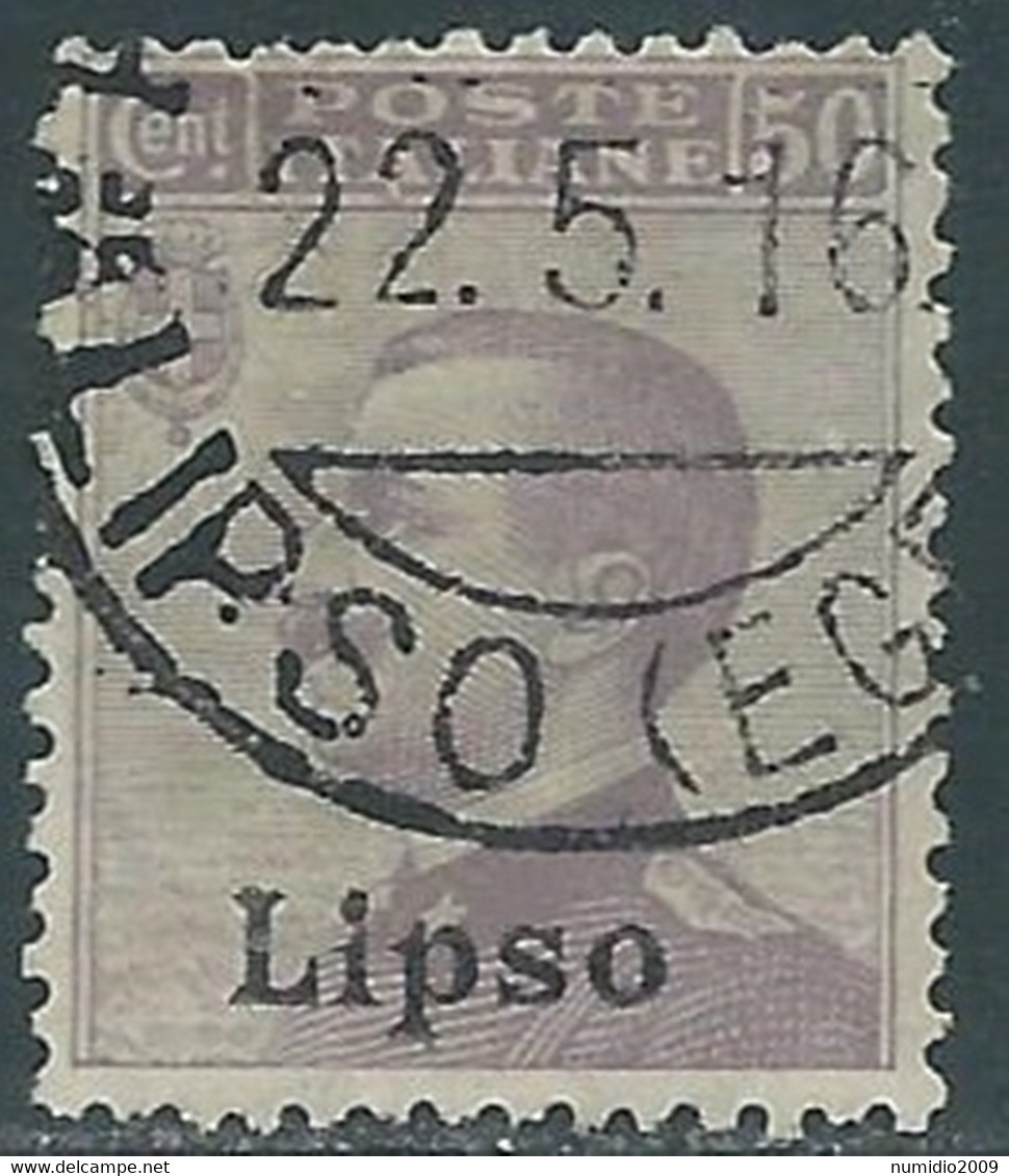 1912 EGEO LIPSO USATO EFFIGIE 50 CENT - RF28-9 - Aegean (Lipso)
