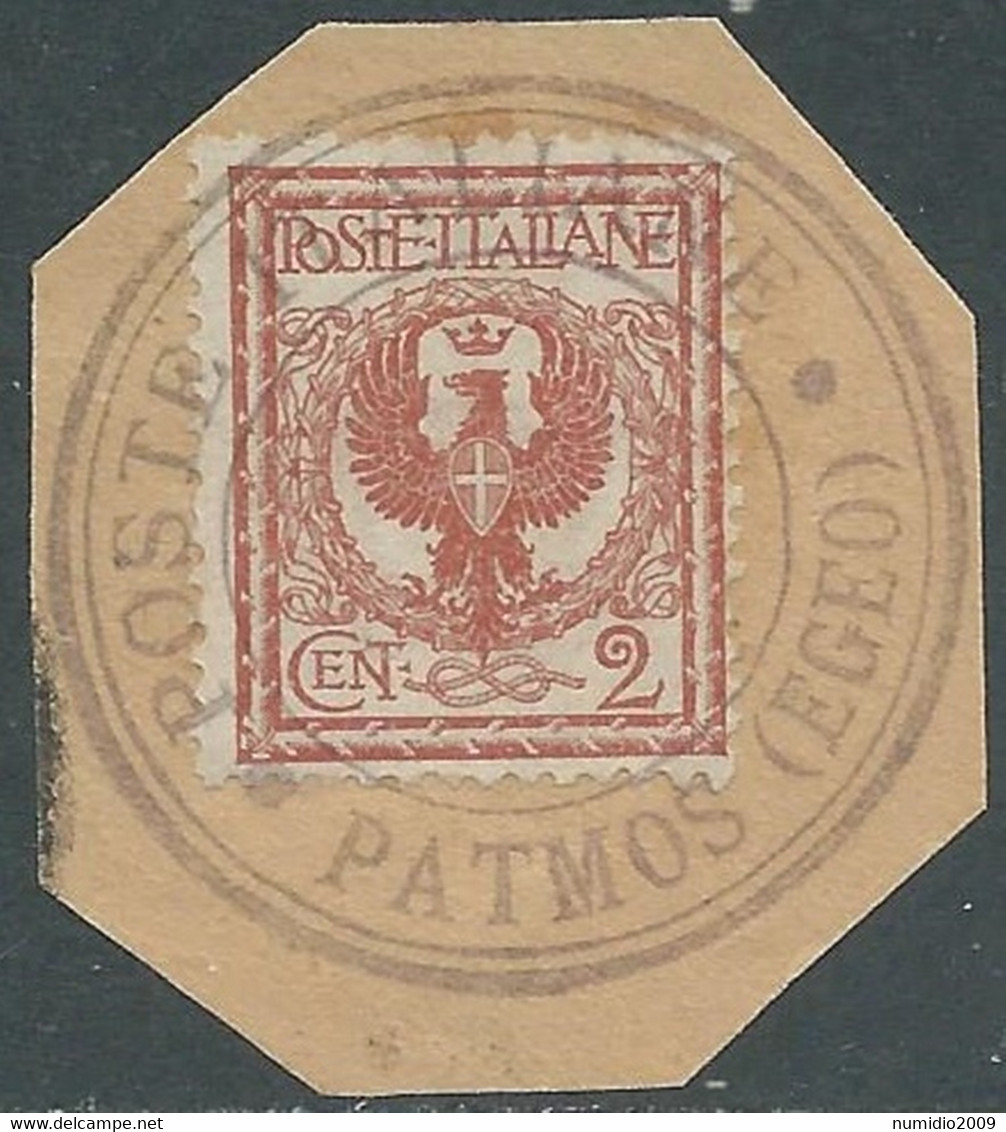 1901 REGNO USATO CON ANNULLO EGEO NISIRO AQUILA 2 CENT - RF11-8 - Egeo (Nisiro)