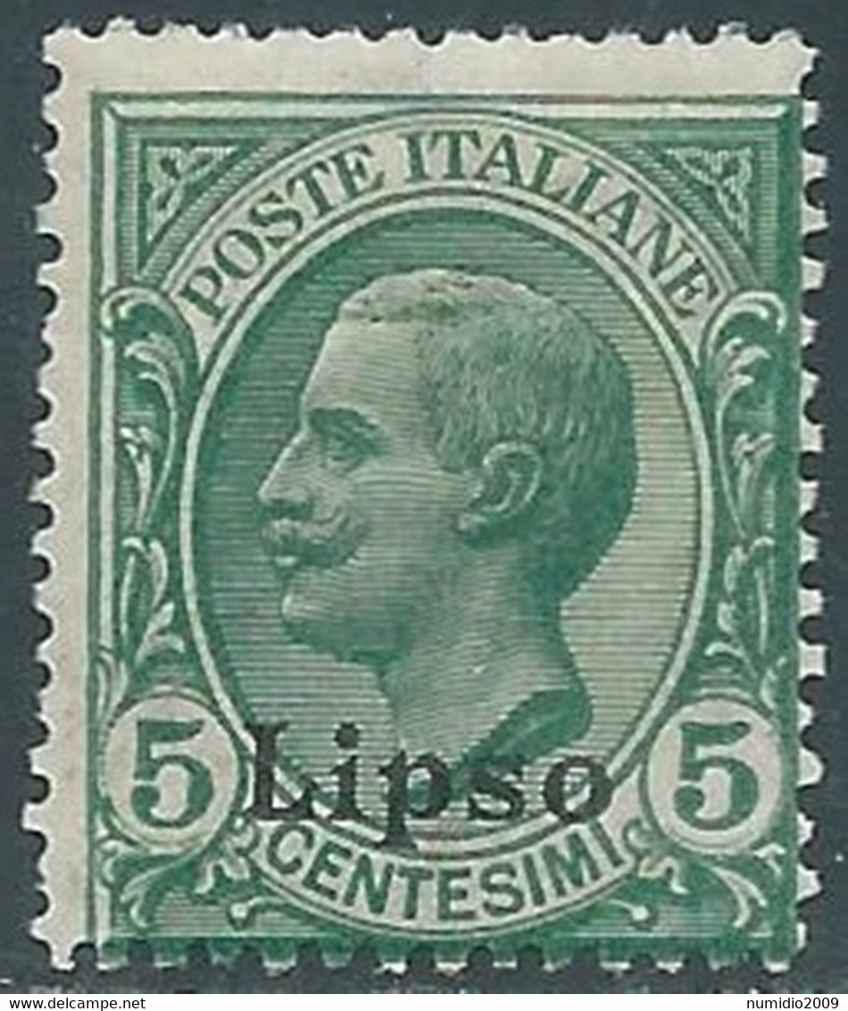 1912 EGEO LIPSO EFFIGIE 5 CENT MNH ** - RF36-9 - Aegean (Lipso)