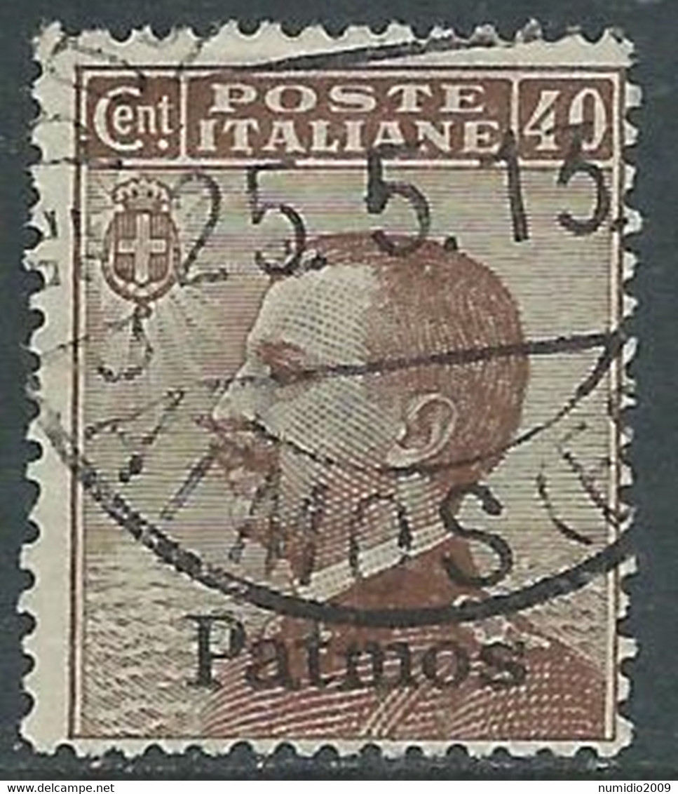 1912 EGEO PATMO USATO EFFIGIE 40 CENT - RF28-9 - Aegean (Patmo)