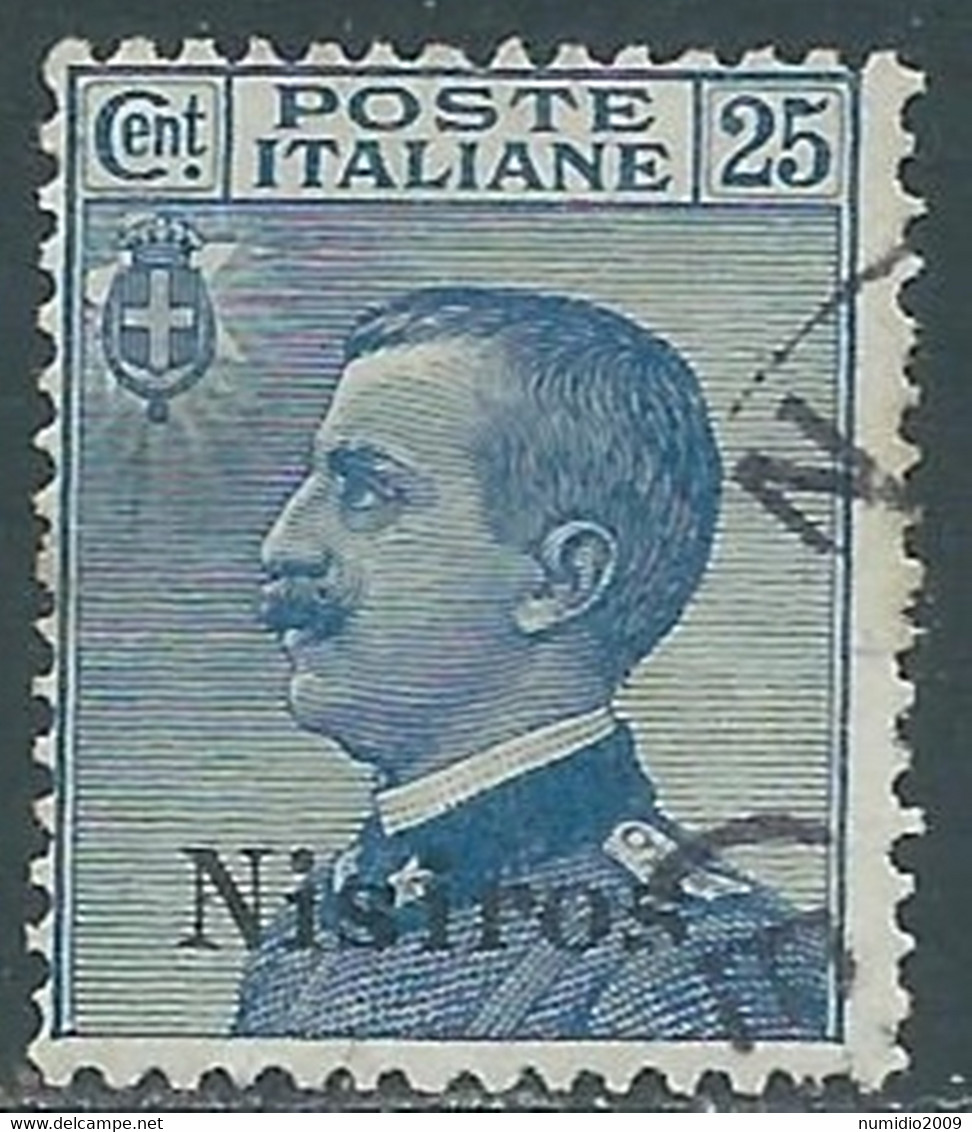 1912 EGEO NISIRO USATO EFFIGIE 25 CENT - RF28-9 - Egée (Nisiro)