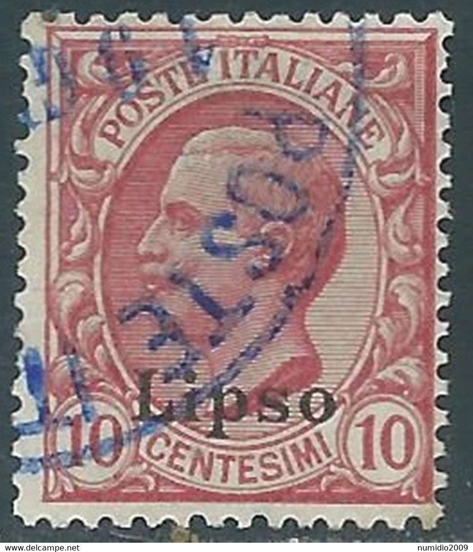 1912 EGEO LIPSO USATO EFFIGIE 10 CENT - RF28-9 - Egeo (Lipso)