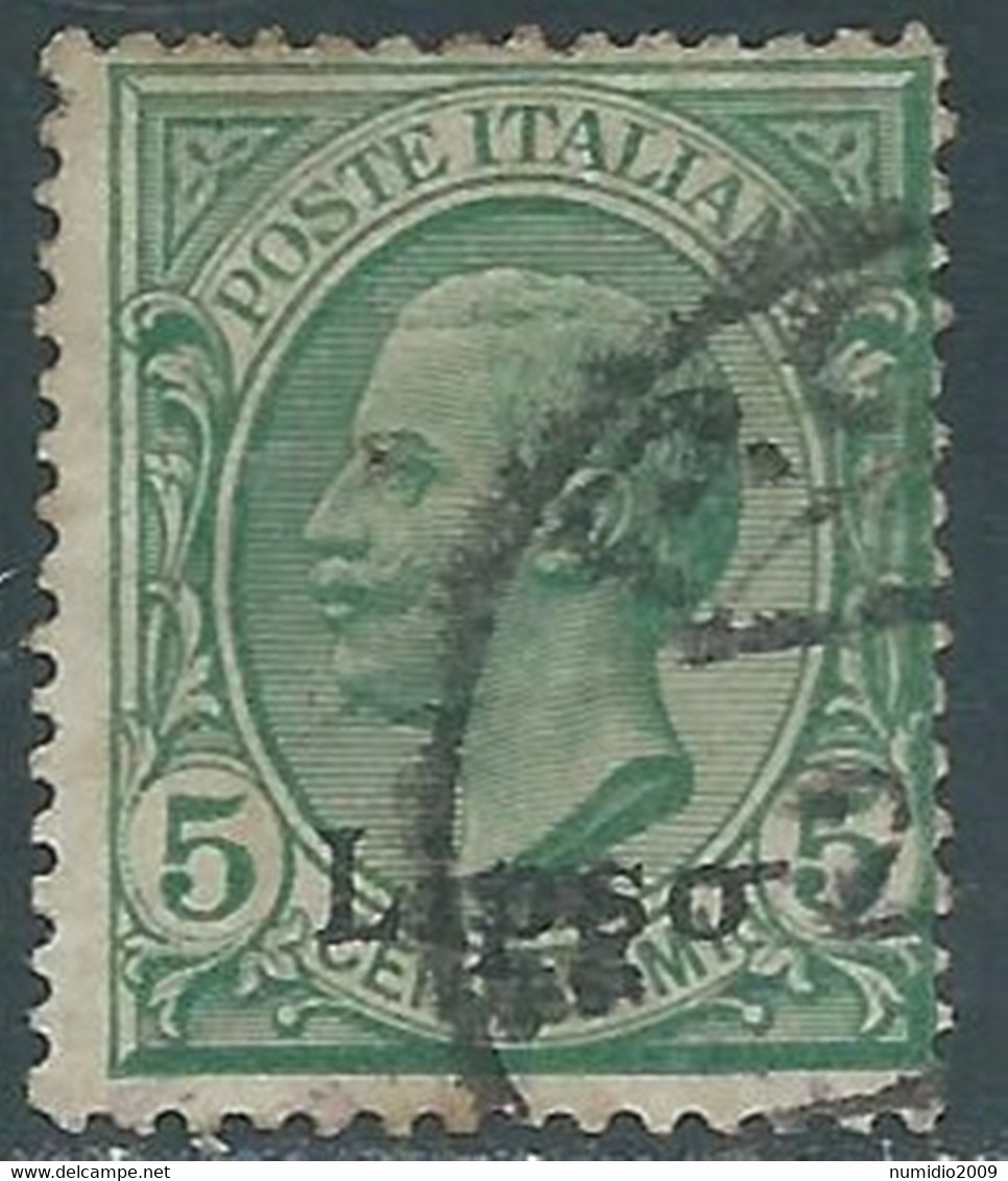 1912 EGEO LIPSO USATO EFFIGIE 5 CENT - RF34-4 - Ägäis (Lipso)