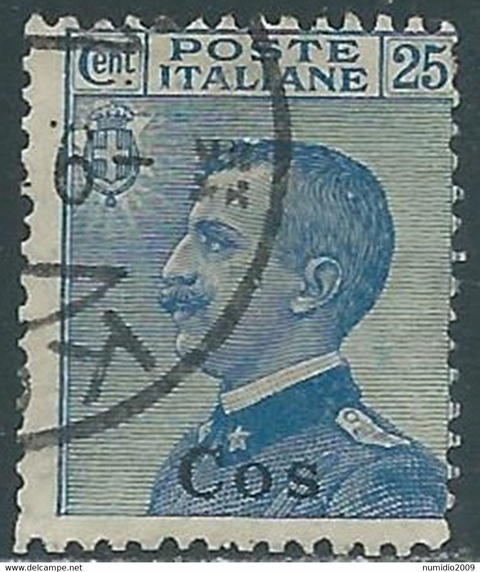 1912 EGEO COO USATO EFFIGIE 25 CENT - RF24-9 - Egée (Coo)