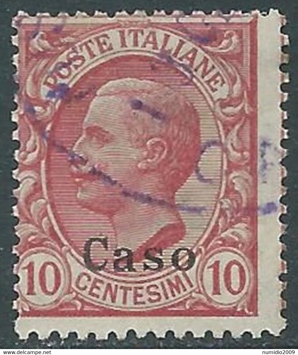 1912 EGEO CASO USATO EFFIGIE 10 CENT - RF24-8 - Ägäis (Caso)