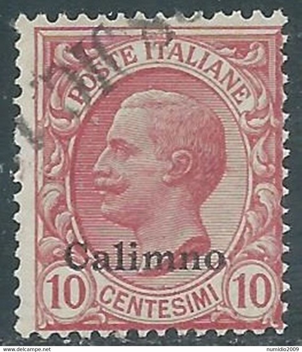 1912 EGEO CALINO USATO EFFIGIE 10 CENT - RF24-7 - Egée (Calino)