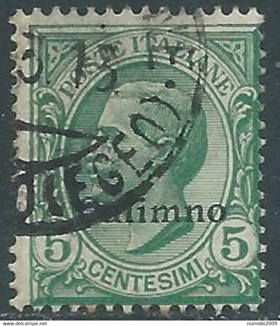 1912 EGEO CALINO USATO EFFIGIE 5 CENT - RF24-7 - Egée (Calino)
