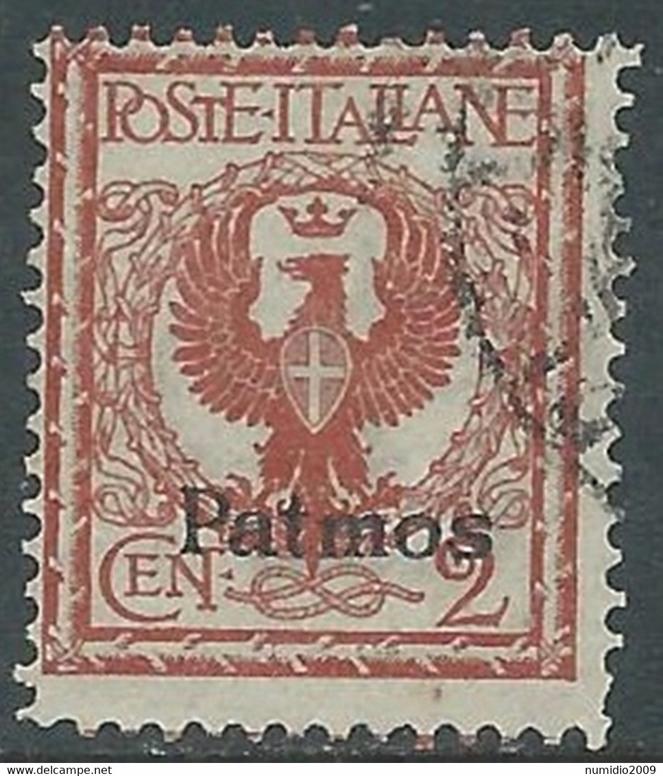 1912 EGEO PATMO USATO AQUILA 2 CENT - RF44 - Egée (Patmo)