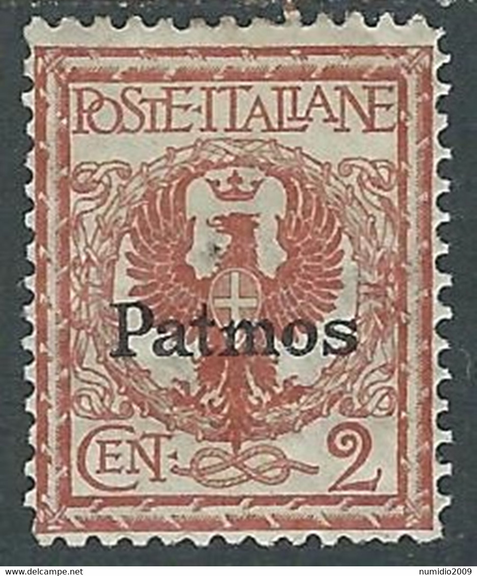 1912 EGEO PATMO AQUILA 2 CENT MH * - RF40-9 - Egeo (Patmo)