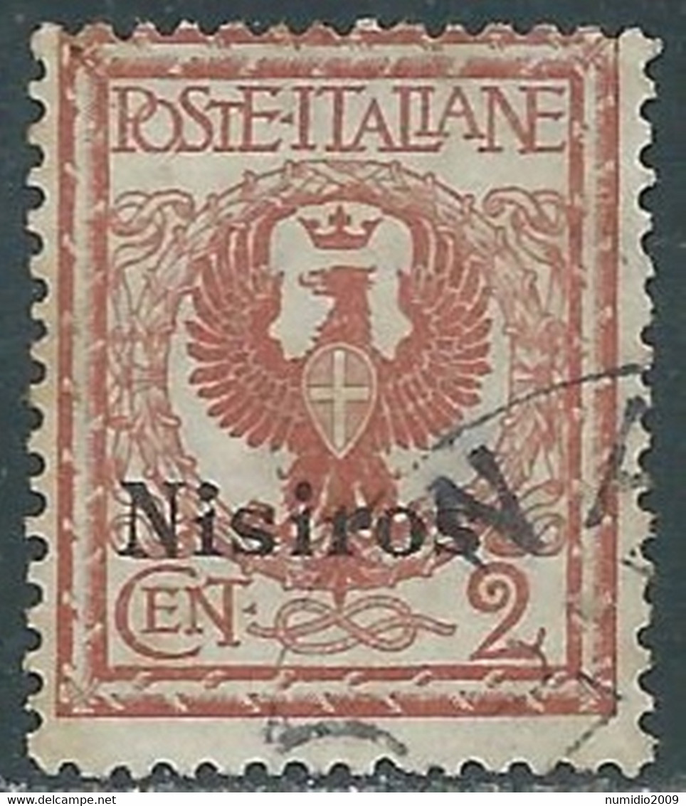 1912 EGEO NISIRO USATO AQUILA 2 CENT - RF28-9 - Ägäis (Nisiro)