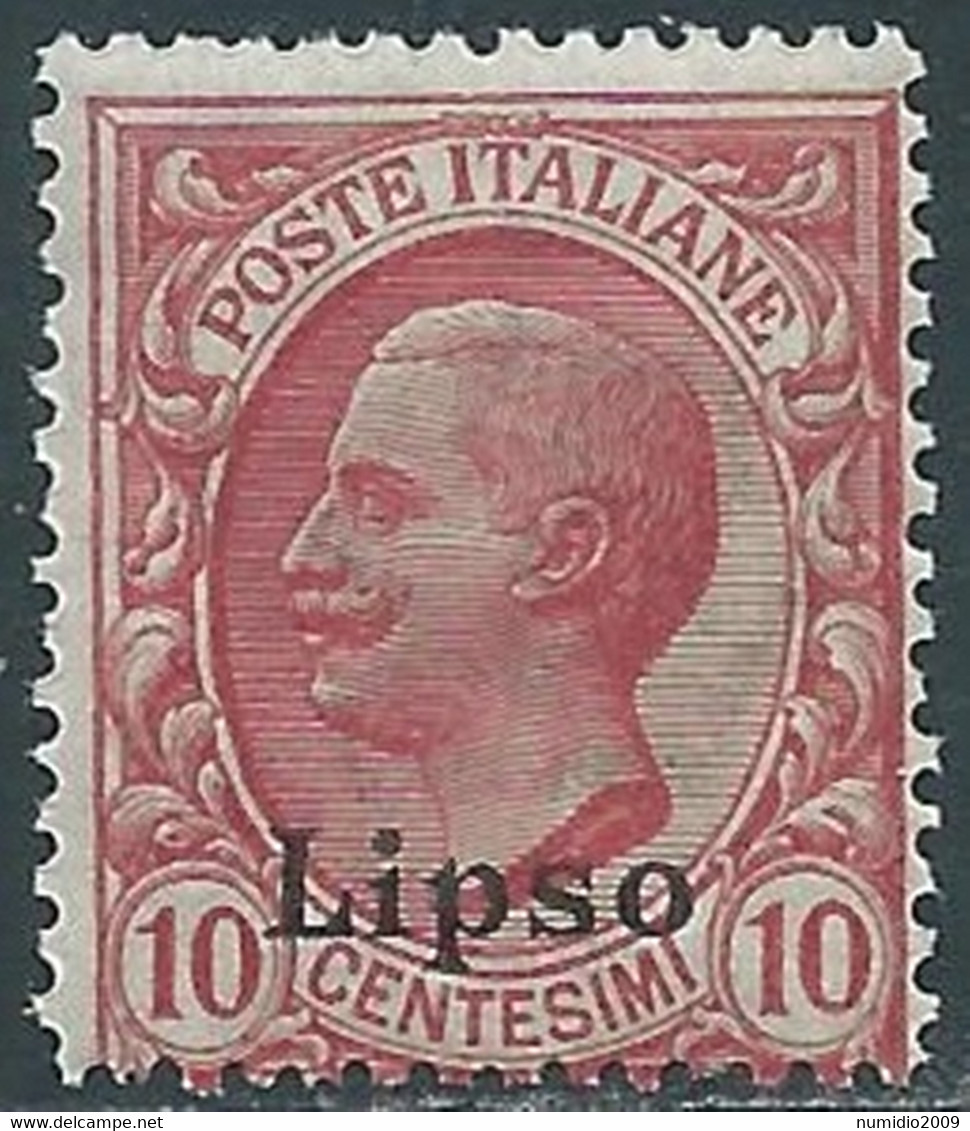 1912 EGEO LIPSO EFFIGIE 10 CENT MNH ** - RF40-9 - Egée (Lipso)