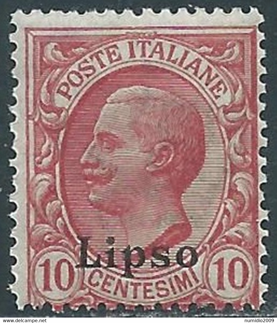 1912 EGEO LIPSO EFFIGIE 10 CENT MNH ** - RF40-9 - Ägäis (Lipso)