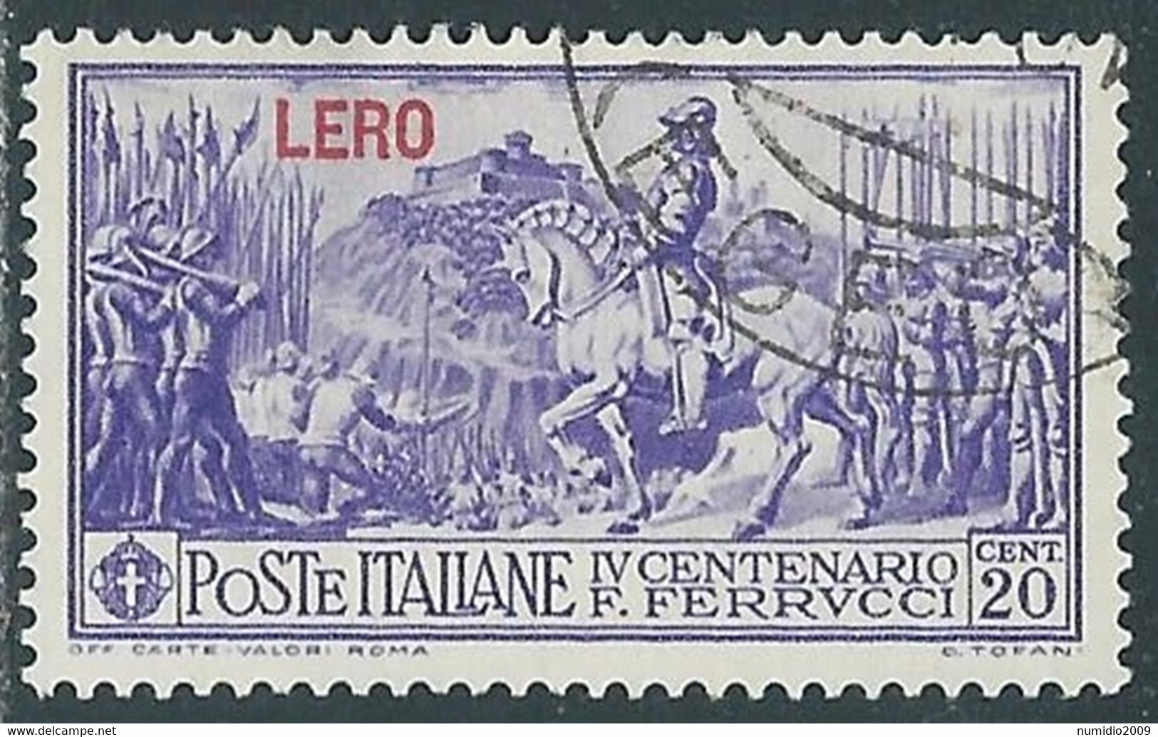 1930 EGEO LERO USATO FERRUCCI 20 CENT - RF9-4 - Ägäis (Lero)