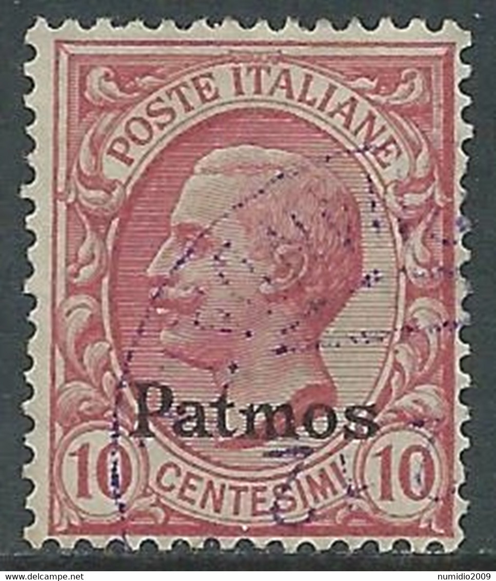 1912 EGEO PATMO USATO EFFIGIE 10 CENT - RF28-9 - Egeo (Patmo)