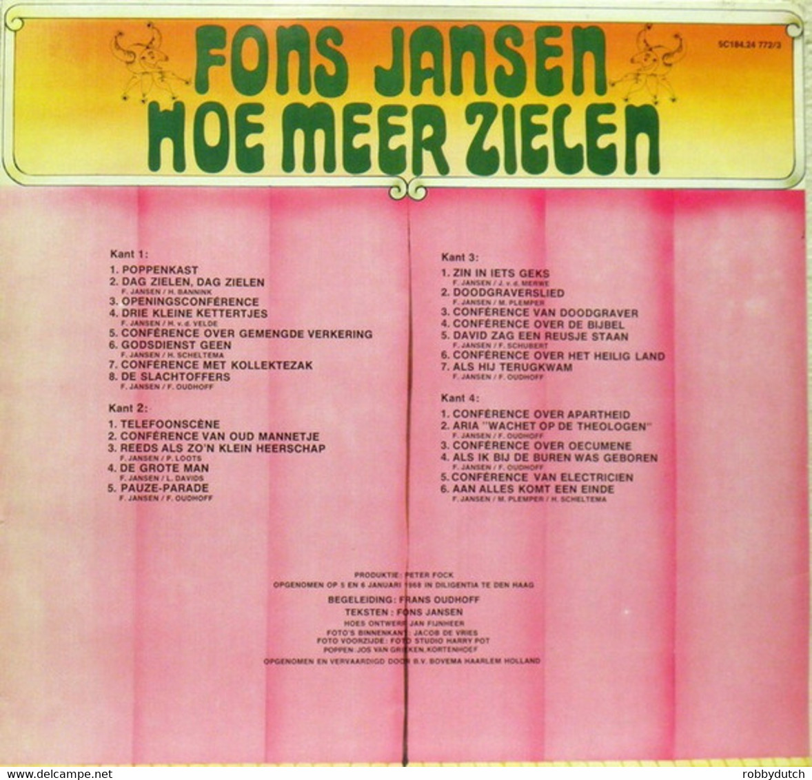 * 2LP * FONS JANSEN - HOE MEER ZIELEN (Holland 1968) - Humour, Cabaret