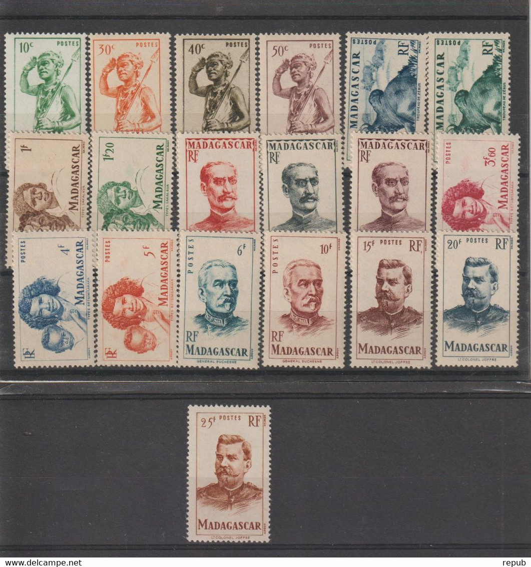 Madagascar 1946 Série Courante 300-318, 19 Val ** MNH - Neufs